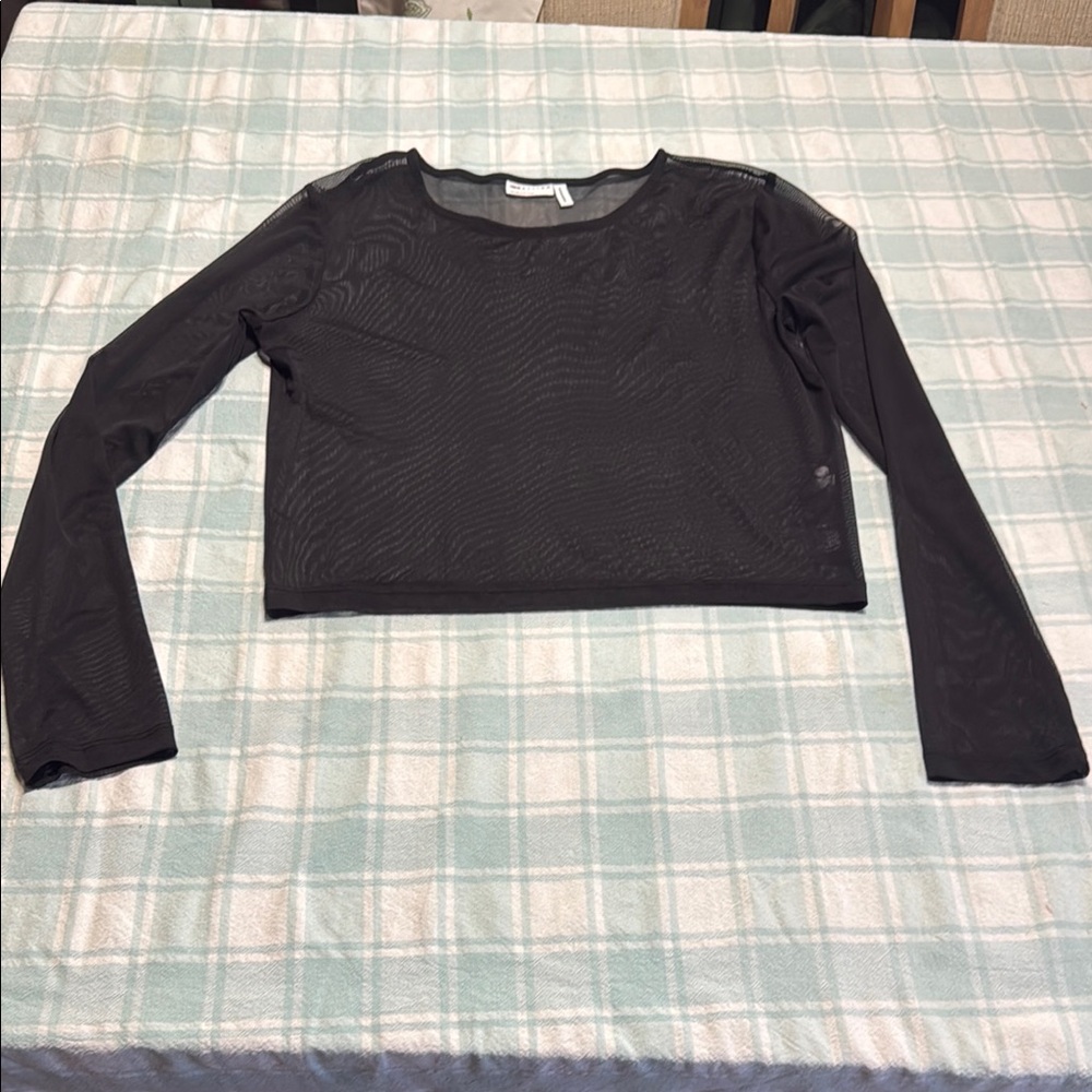 Black Long Sleeve Mesh Top